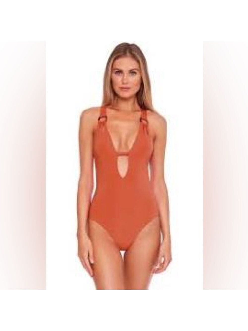 BECCA by Rebecca Virtue Color Code Ring Skylar Plunge One Piece Swimsuit